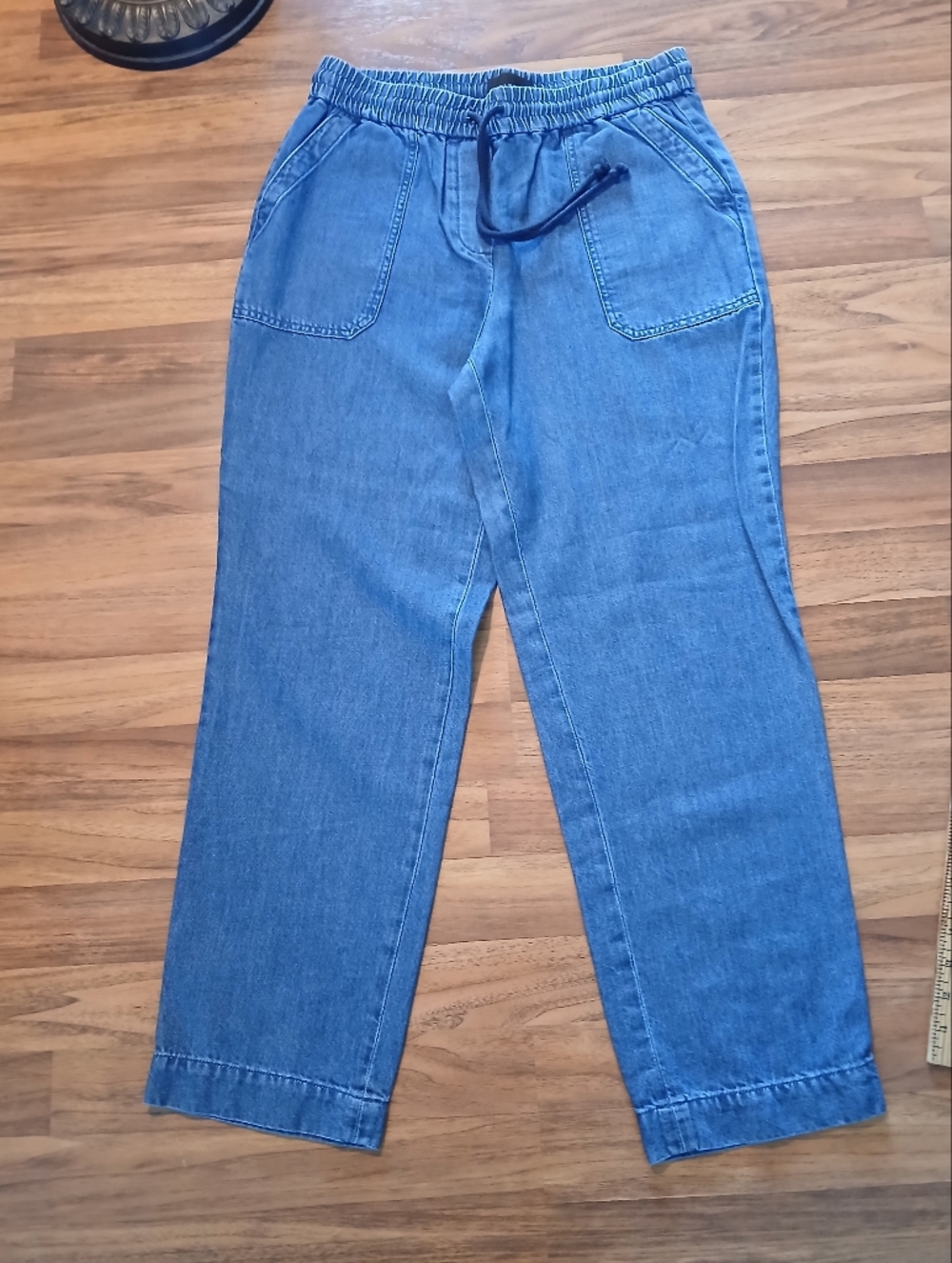 Talbots Size Medium Light Wash Blue Elastic Waist Denim Pants